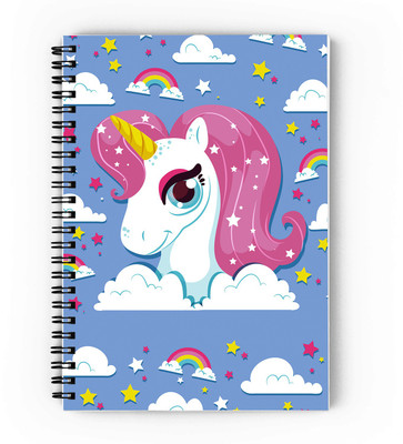 epheriwala Blue Unicorn Pattern A5 Notebook Unruled 160 Pages(Multicolor)