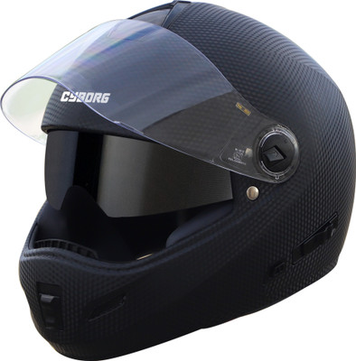 Steelbird Cyborg Double Visor Full Face Helmet, Inner Smoke Sun Shield and Outer Clear Visor Motorbike Helmet(Dashing Black)