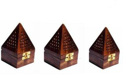 CART OF CRAFTS Wooden Incense Holder Set(Brown)