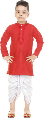 Shine Club Baby Boys Wedding Dhoti & Kurta Set(Red Pack of 1)