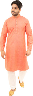 sultan apparels pvt ltd Men Embroidered Straight Kurta(Pink)