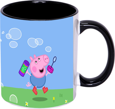 Megharthprint Peppa_Pig_bubbles_in_Yellow Ceramic Coffee Mug(330 ml)