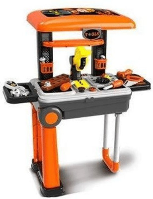 Jugutoz Children's Twist Trolley Case Workbench 2 in 1 Tool Set. Children Toy Shop Tools for Boys and Girls