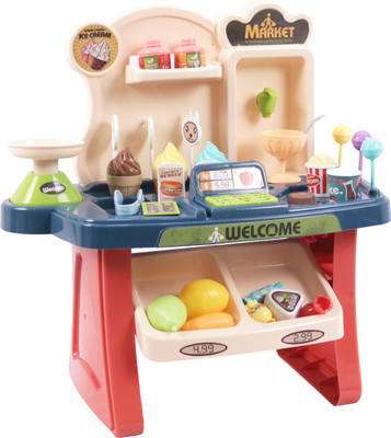 2Fonz Educational Early Development Pretend Play Home Supermarket,Cash Register,Shopping Cart Toy Set 33 Pieces