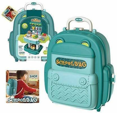 JIGU ENTERPRISE 37 Piece School Bag Packing Pretend Play Super Market Set Toy for Kids(shop market)