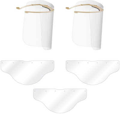 All Time Face Shield S1 (2 Full V2.0 Shield + 3 Extra V1.0 Visors) Safety Visor(Size - Free Size)