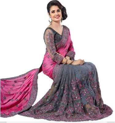 MURTHIRUPI Embroidered Bollywood Art Silk Saree(Pink)