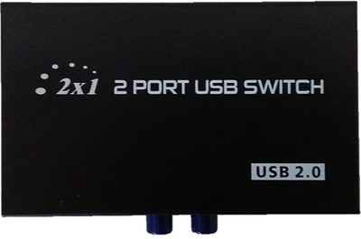 BhalTech 2 Port USB Switch Box USB 2.0/ Hub for Printer Scanner Keyboard and Other USB Supported Devices-Black(2 Port USB Switch) USB Hub(Black)