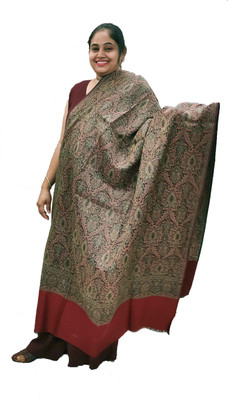 KAVIM Wool Self Design Women Shawl(Maroon)