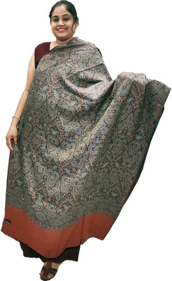 KAVIM Wool Self Design Women Shawl(Brown)