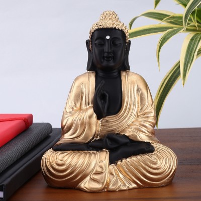 Flipkart Perfect Homes HOLY BUDDHA STATUE Decorative Showpiece  -  19 cm(Polyresin, Gold)