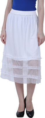 color world Solid Women A-line White Skirt