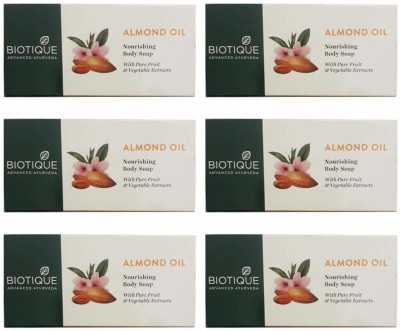 BIOTIQUE BIO ALMOND SOAP REVITALIZING BODY SOAP Ambz(6 x 150 g)