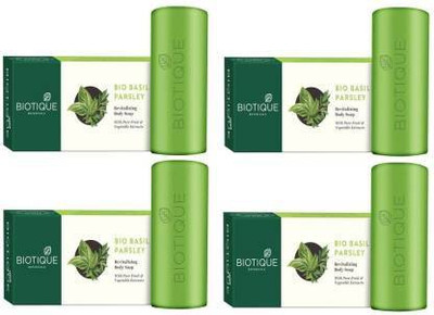 BIOTIQUE Bio Basil and Parsley Revitalizing Body Soap ambz(4 x 150 g)