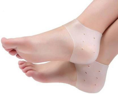 ALWAFLI White Silicone Gel Heel Pad Socks for Heel Swelling Pain Relief Heel Support
