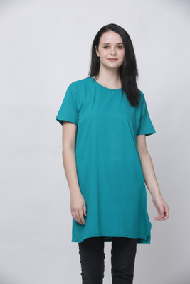 AG apparel Solid Women Round Neck Light Green T-Shirt