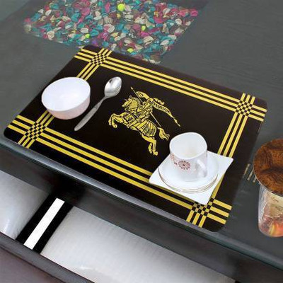 CRIMSON Rectangular Pack of 12 Table Placemat(Black, PVC)