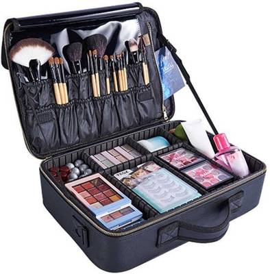 aainah Vanity Case/Big compartments/ Side Belt /High Grad zipper/Durable/Professional Makeups Artists Kit/Parlor Accessories makeup, jewlery, parlor accessories Vanity Box /Multi Tray/Multi Compartments makeup Vanity Box