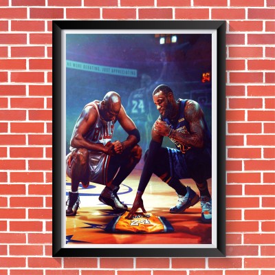Michael Jordan and Lebron James and Kobe Bryant RIP Basketball Framed Poster (Multicolour, 12 X 18 inch, Framed) Paper Print(18 inch X 12 inch)