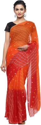 JABAMA Printed Bandhani Chiffon Saree(Multicolor)