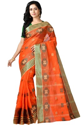 Mystory Woven Tant Handloom Pure Cotton Saree(Multicolor)