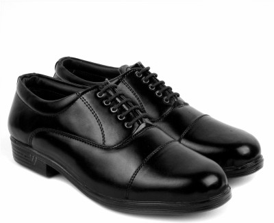 XY Hugo XHUGOY 2821 BLACK COLOUR POLICE FORMAL SYNTHTEIC SHOE WITH LEATHER LINING Oxford For Men(Black)