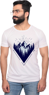 NITYANAND CREATIONS Printed Men Round Neck White T-Shirt