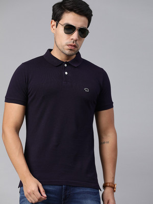 THE BEAR HOUSE Solid Men Polo Neck Dark Blue T-Shirt