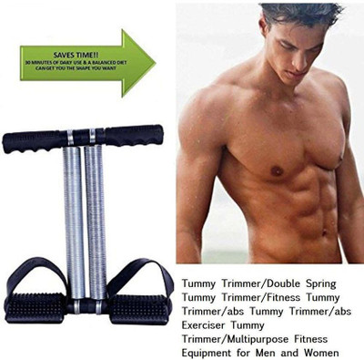 BSTRIMMER Double Spring Tummy Trimmer, Ab Exerciser(Black, Silver)