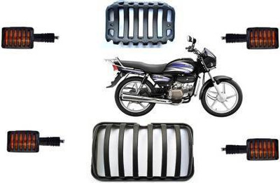 Zaprox SmartBuy 02 HEADLIGHT TAIL LIGHT INDICATOR GRILL COVER SET 6 Bike splendor grill, Headlight Grill {black color} Bike Headlight Grill(Black)