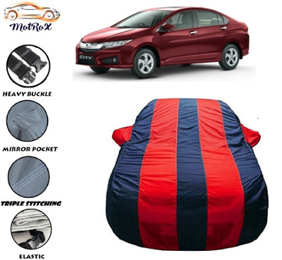 MoTRoX Car Cover For Honda City i-Vtec (With Mirror Pockets)(Red, Blue)