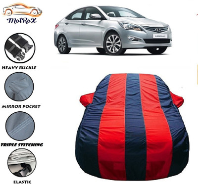 MoTRoX Car Cover For Hyundai Fluidic Verna (With Mirror Pockets)(Red, Blue)