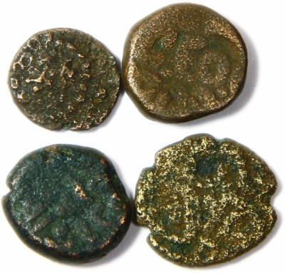 TRADITIONALSHOPPE SOUTH INDIA COINS COLLECTION - RARE COLLECTIBLE COINS Ancient Coin Collection(4 Coins)