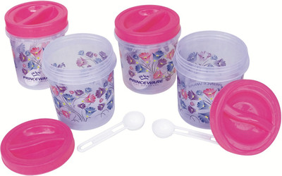 PRINCEWARE Plastic Cookie Jar  - 3360 ml(Pack of 4, Pink)