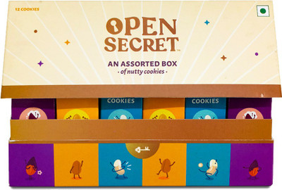 OPEN SECRET Healthy Chocolate Cookies with Nuts | Almond, Cashew, Peanut |No Added Maida, Gift Hamper for Your Loved Ones with Personalized Message (12 Cookies) Cookies Biscuit(150 g)