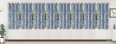 Stella Creations 152 cm (5 ft) Polyester Room Darkening Window Curtain (Pack Of 8)(Floral, Aqua)