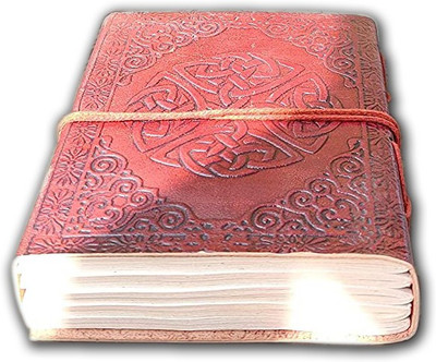 Arrakasta Crafts Traditional Indian Culture Multipurpose Genuine Leather handcrafted Diary with Smooth and Khadi recycled Pages notebook and vintage thread closure Regular Diary Unruled 100 Pages(Brown)