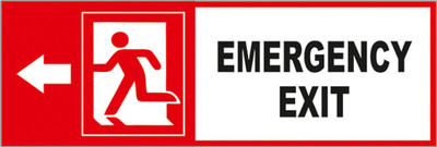 Masstone Emergency Exit Left Side Sign board 4 inch x 12 inch Emergency Sign