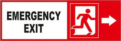 Masstone Emergency Exit Right Side Sign board 4 inch x 12 inch Emergency Sign