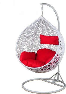 Furniture kart Swing Chair with Stand & Cushion Iron Large Swing(White, Red, Pack of 4)