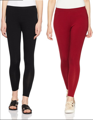 LUX LYRA Ankle Length  Western Wear Legging(Black, Maroon, Solid)