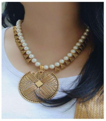 RENAISSANCE TRADERS stylish designer fancy fashion awesome trendy popular good nice contemporary Beads Gold-plated beautiful pearl Beads Gold-plated Plated Metal Necklace