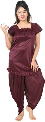Classic Art Women Solid Brown Top & Pyjama Set