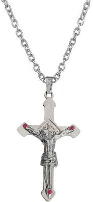 Religious Lord Jesus Christ Chross Locket With Chain Sterling Silver Zinc Pendant Set