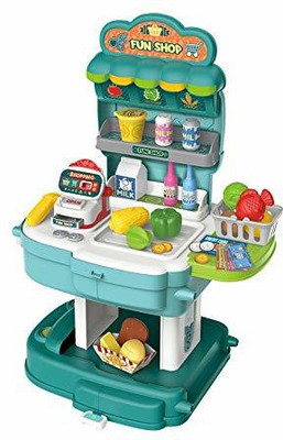 Sitaram Creation 37 Piece School Bag Packing Pretend Play Shop Market Game Modern Children Home Supermarket Set for Kids Toys Boys and Girls School Bag Shop Market