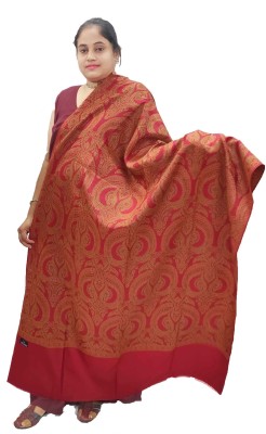 Vrinde Wool Self Design Women Shawl(Red)