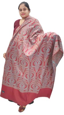 Vrinde Wool Self Design Women Shawl(Maroon)