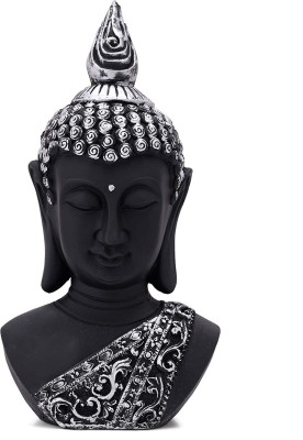 zart Lord Mahavir Buddha Face Figurine Decorative Showpiece  -  28 cm(Polyresin, Black, Silver)