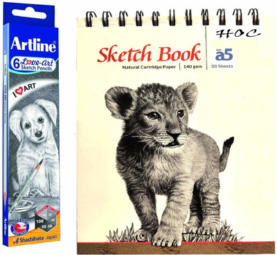 Artline Set of 6 Love-Art Sketch Pencils + A5 Sketch Book of Natural Cartridge Paper (140 GSM) 50 Sheets Sketch Pad(50 Sheets, Pack of 2) Artline Set of 6 Love-Art Sketch Pencils + A5 Sketch Book of Natural Cartridge Paper (140 GSM) 50 Sheets Sketch Pad(50 Sheets, Pack of 2)