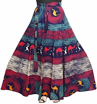 Rangun Printed Women Wrap Around Multicolor Skirt